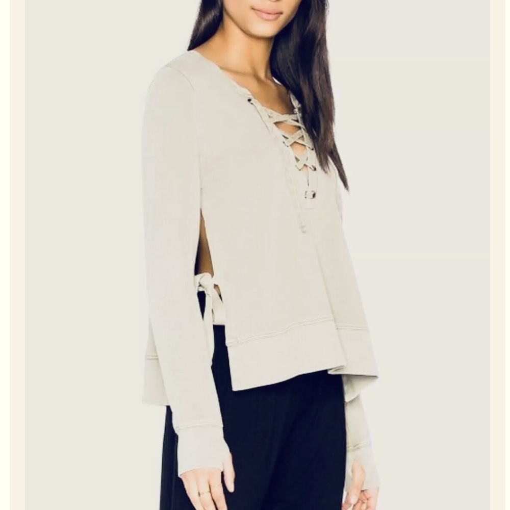NWT - Pam & Gela Lace Up Side Slit Sweatshirt